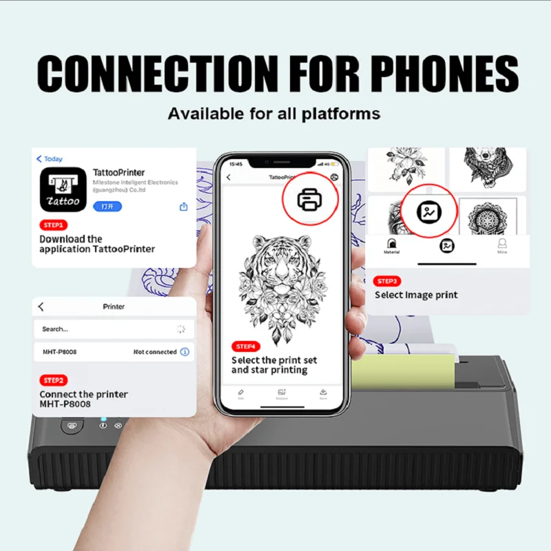 

Milestone Only Prints Tattoos Usb Bluetooth Thermal Printer 80mm Portable Multi-Function Bluetooth Mobile Thermal File Printer