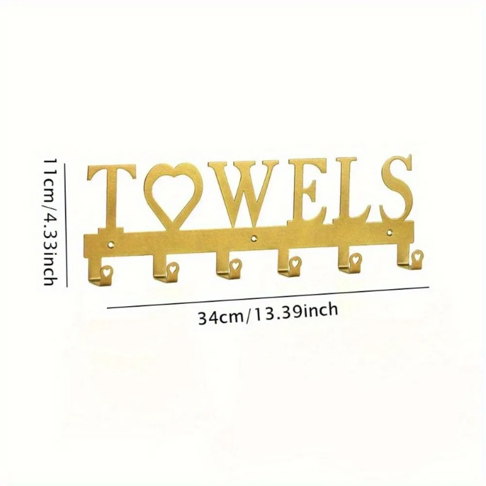 Organizador de gancho de parede de metal dourado resistente: chave multiuso e cabide para casa, escritório e entrada.