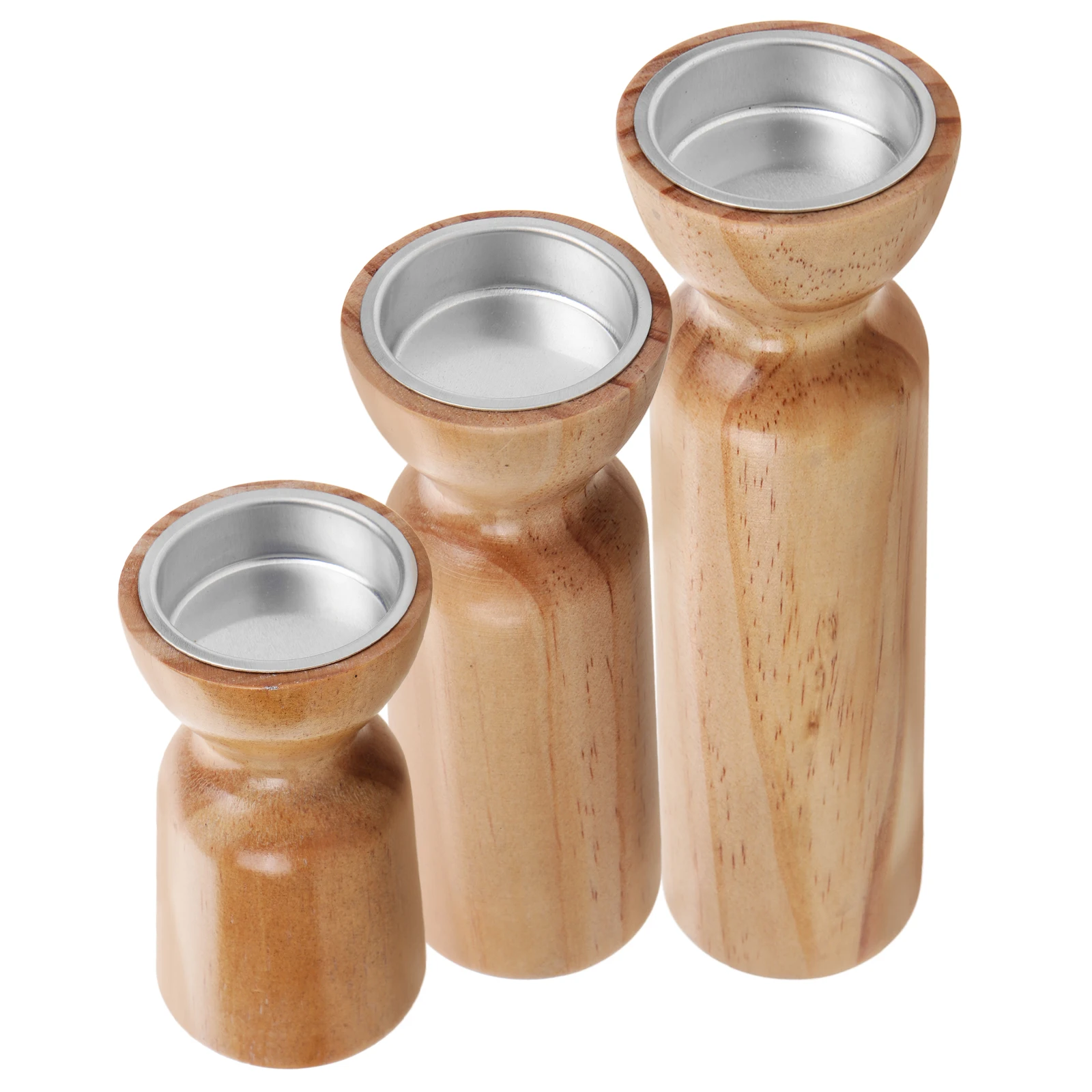 

3 Pieces Vintage C lesticks Rustic Wooden C Holders Table Centerpieces Light Brown Aluminum Small St Tea Light Decorative