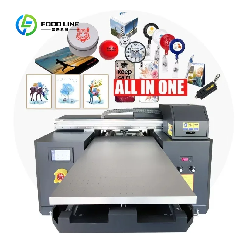 45x65cm A2 UV DTF Flatbed Printing Machine With 3 Printheads White Varnish Function Customized Wholesale