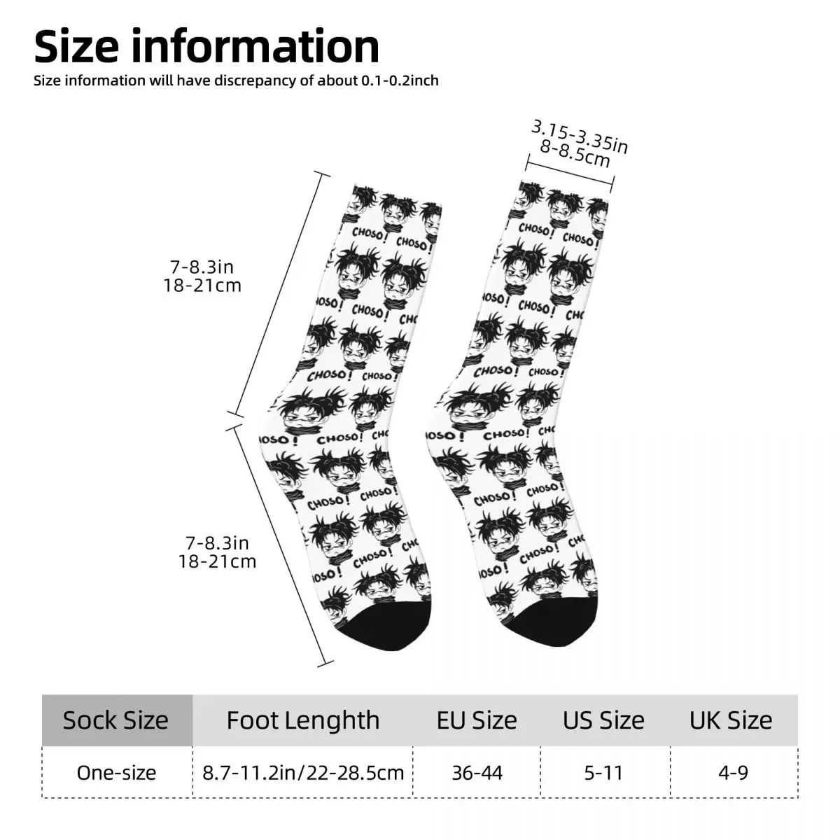 Jujutsu Kaisen Stockings Men Choso JJk Socks High Quality Korean Socks Autumn Skateboard Non Skid Pattern Socks Birthday Present