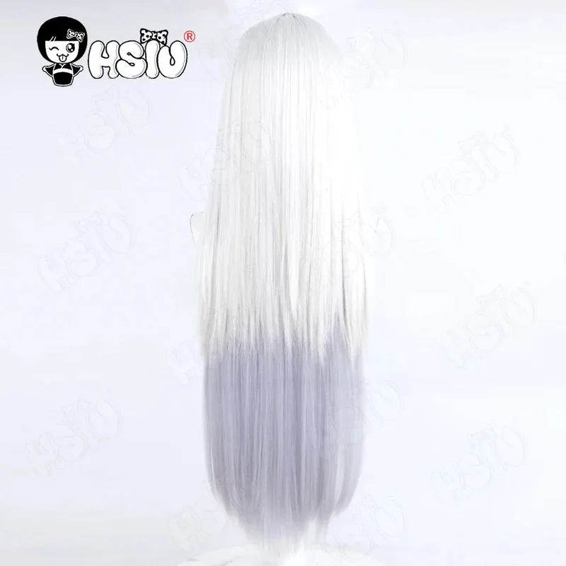 Парик для косплея Shirasu Azusa HSIU 90 см, серебристо-серый, синий, градиент, длинные волосы, синтетический парик + шапочка для парика, игра, синий архив, парик для косплея