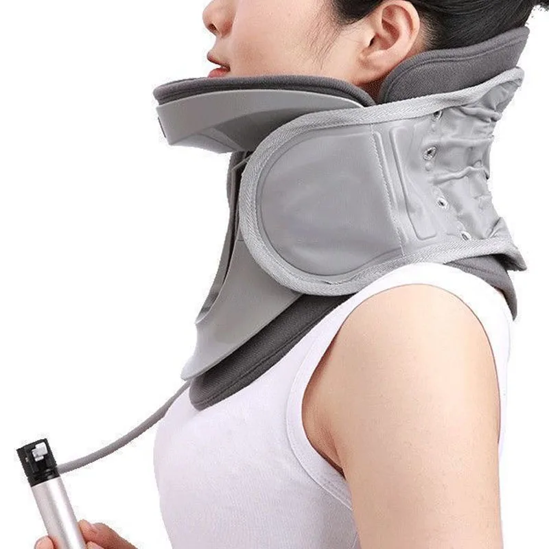 

Neck Traction Device Adjustable Ergonomic Neck Stretcher Cervical Spine Alignment Neck Brace with Airbag Support