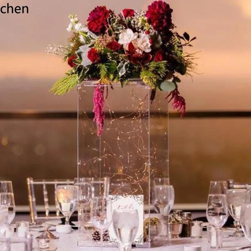 H1 new wedding props square acrylic aisle markers wedding banquet hall stage decoration hotel table floral stand decor