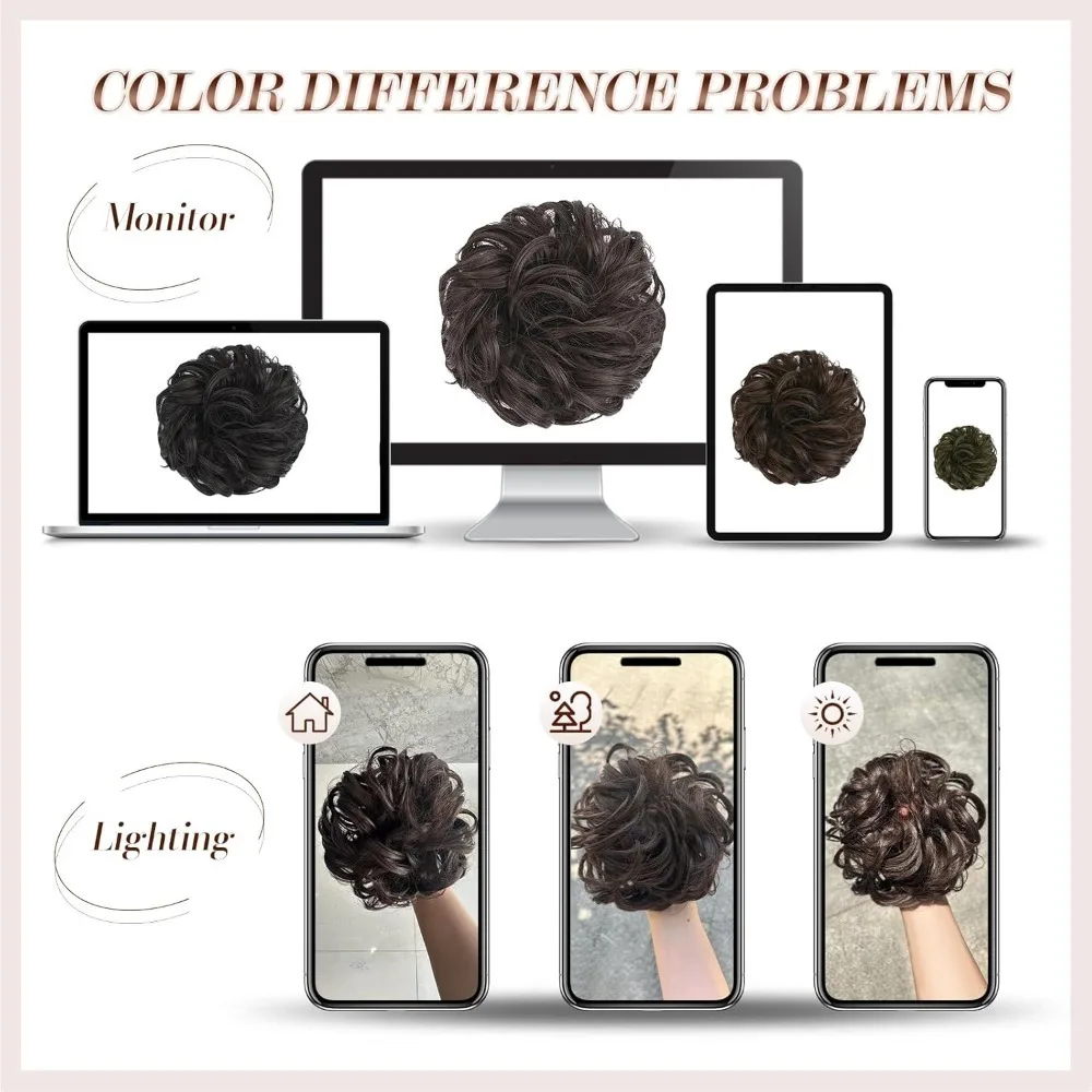 قطع شعر كعكة فوضوية - كعكة شعر مرنة كبيرة مموجة ومموجة، وصلات شعر على شكل ذيل حصان، قطع شعر صناعية للنساء،