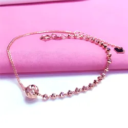 Classic 585 Purple Gold Beads Irregular Bracelet Ladies Simple Charm Light Luxury 14K Rose Gold Plated Jewelry Party Gift