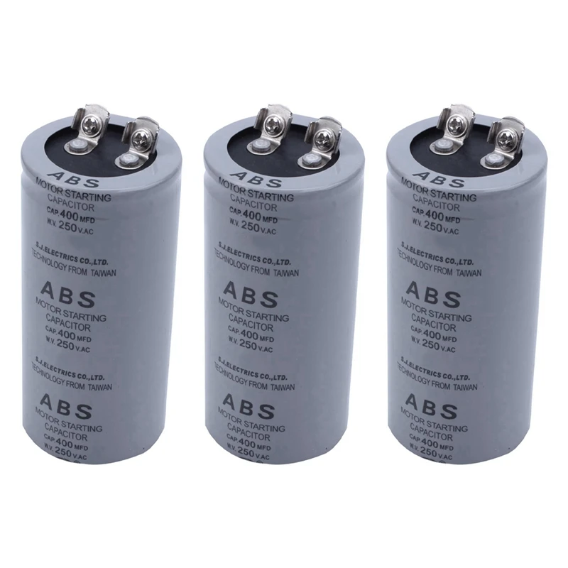 3X ABS 400MFD 400UF 250V Cylindrical AC Motor Starting Capacitor