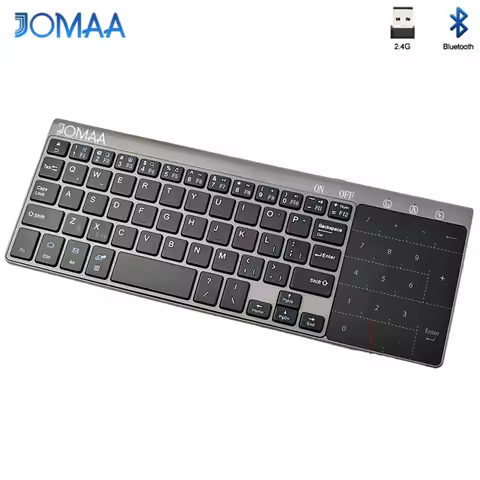 JOMAA 2.4G Wireless Bluetooth Keyboard with Number Touchpad Mouse,Thin Numeric Keypad for Android Desktop Laptop PC TV Box