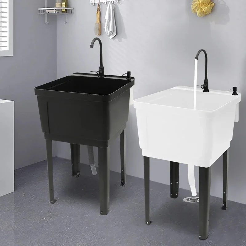 

Utility Sink Laundry Tub with Zinc Alloy and PP Construction, Includes Faucet, Drain Pipe, and Dispenser
