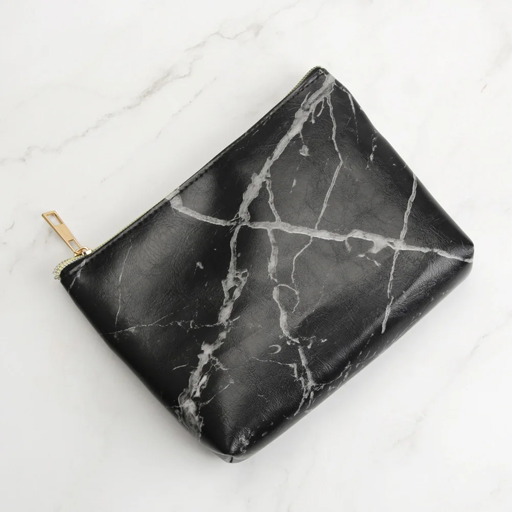 

3pcs Makeup Bag Set Marble Print Waterproof Pu Travel Organizer Durable Zipper Closure Large Medium Small Pouches For