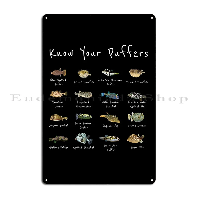 Puffer Fish Species Gift Marine Biology Diving Ocean Spanky3328 Metal Sign Home Wall Mural Custom Club Bar Tin Sign Poster