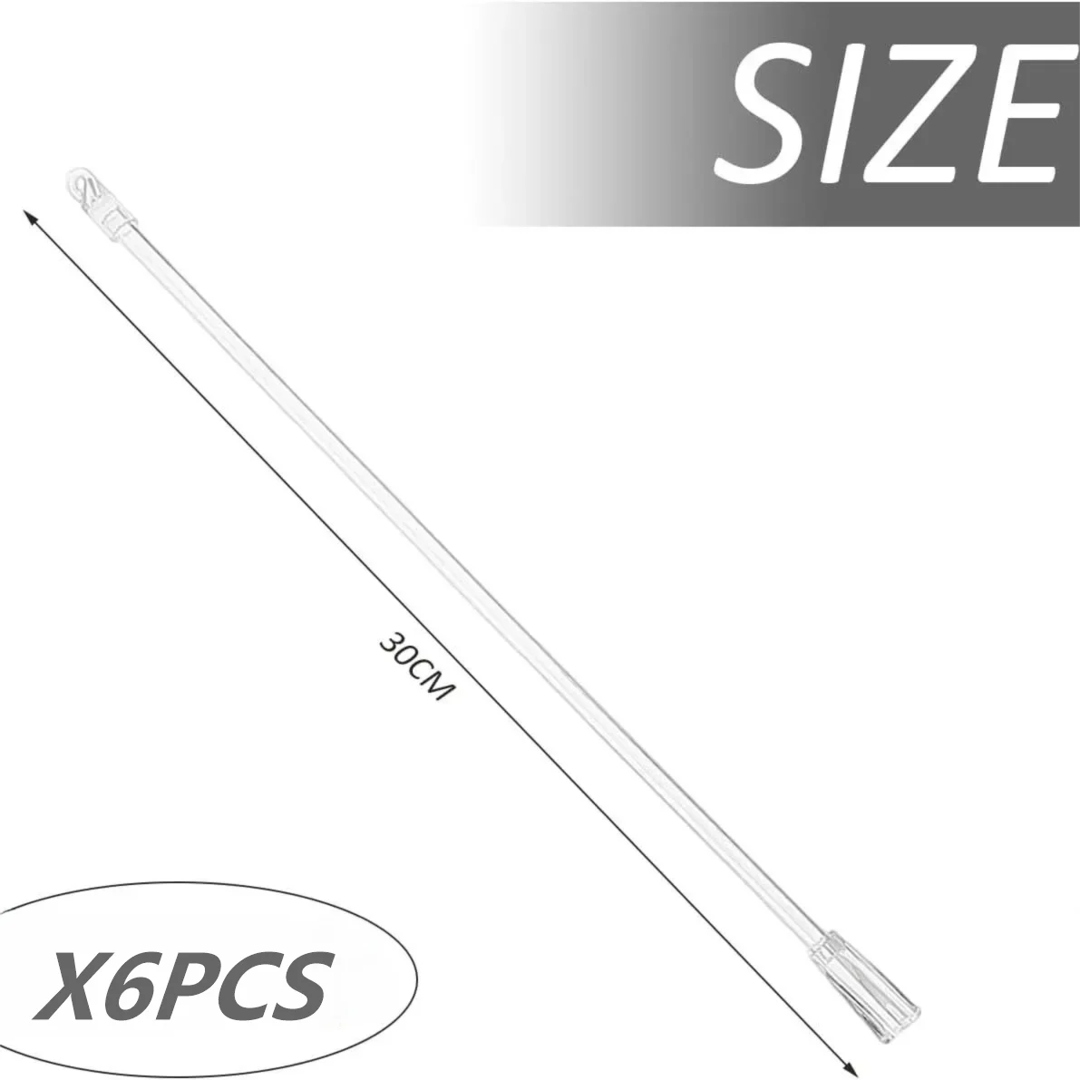 11.8 Inches 6 Pieces Clear Rod With Hook and Grip, Acrylic Drapery Pull Rod Window tilt with Hook Replacement Wand Parts