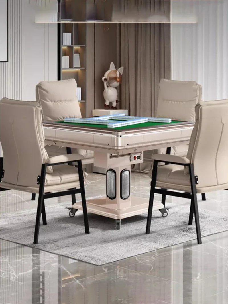 

Simple Fold Mobile Dining Table Tempered Glass Automatic Shuffling Mahjong Table Relaxation Tavoli Da Pranzo Home Furniture LVMC