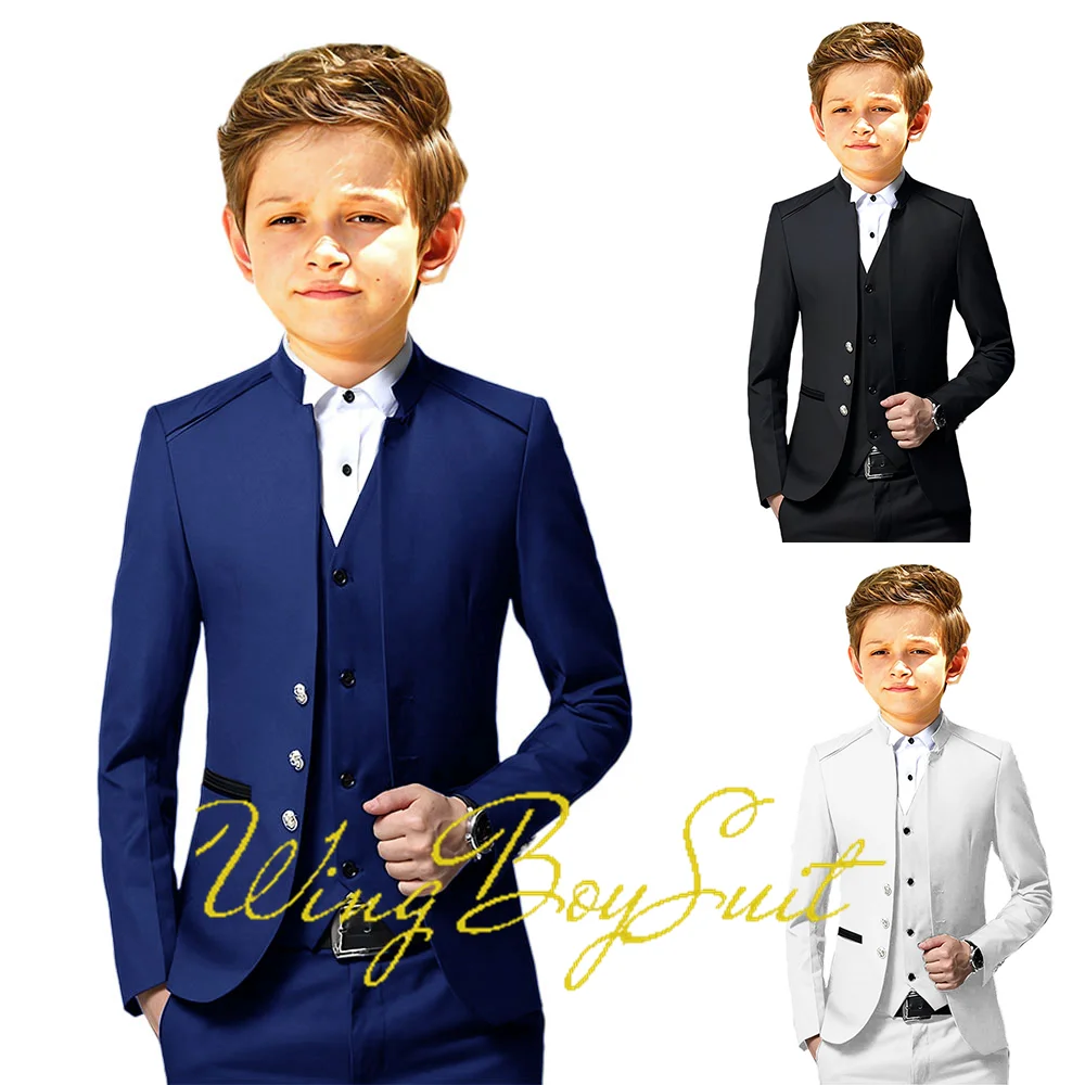 Boys Suit Vest Pants 3 Piece Sets Business Formal Clothes Kids Blazer Slim Fit Wedding Tuxedoes Ring Bearer Outfit