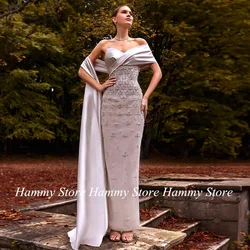 Sexy Evening Dress Luxury Beading Stone Off The Shoulder V Neck Ankle Length Mermaid Prom Gown Saudi Arab Party Dresses