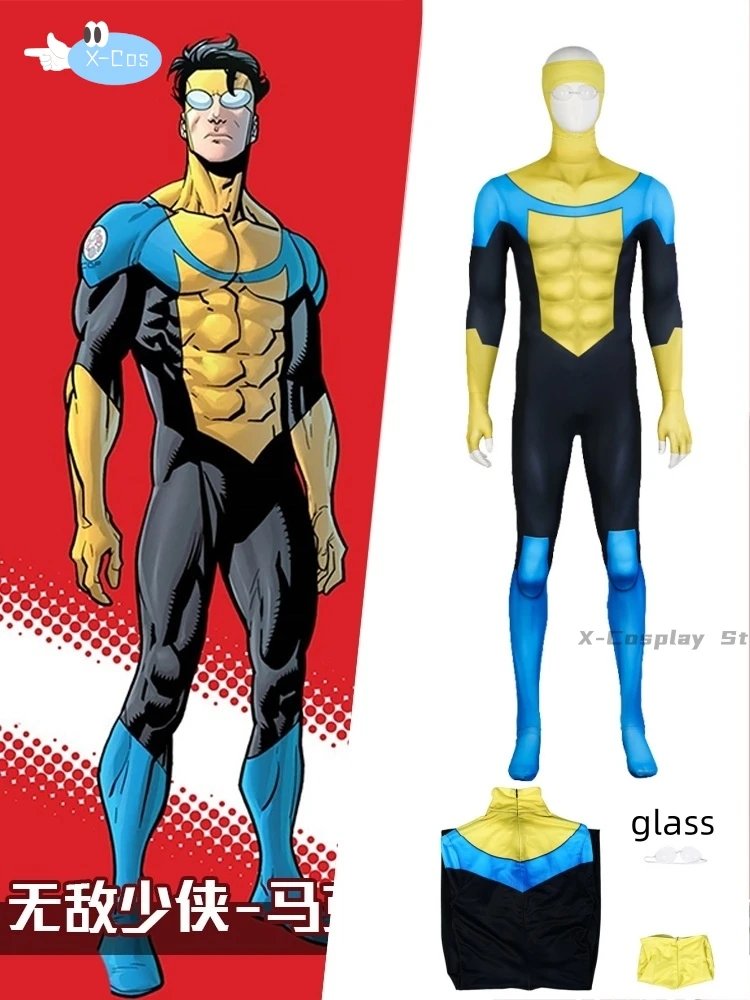 أنيمي الكرتون الذي لا يقهر مارك غرايسون تأثيري الرجال زي الذكور خارقة دور اللعب فانتازيا رجل هالوين كرنفال القماش تمويه