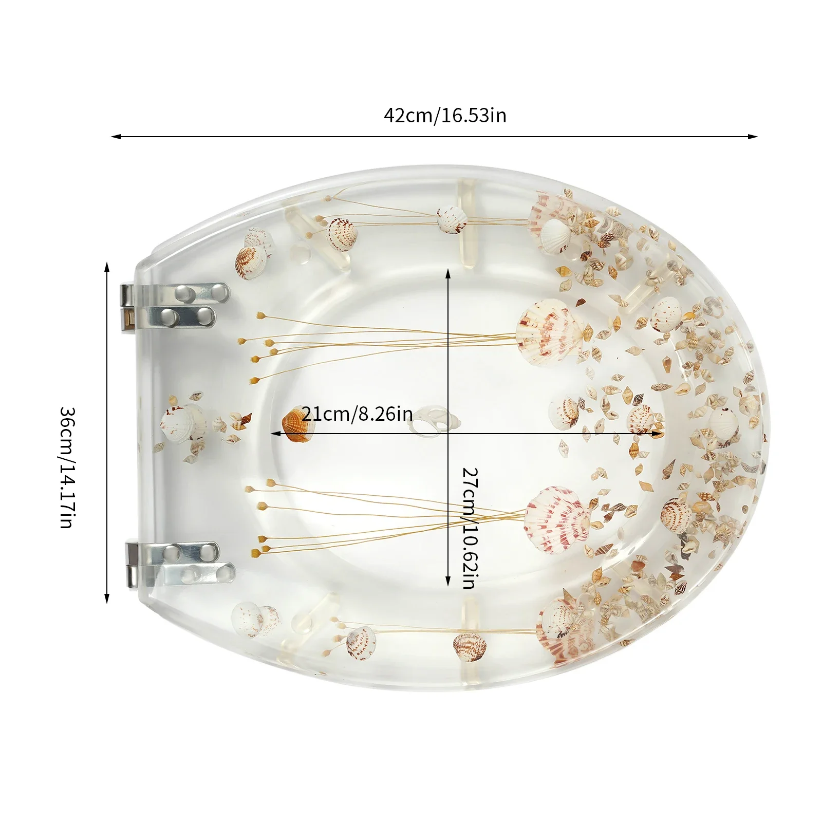 Siège de Toilette Transparent et Épais avec Dessins de Fleurs vaccées, Commode en Résine Silays euse