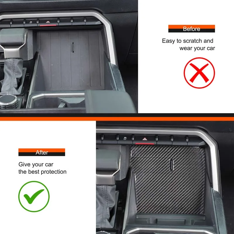 center console storage compartment shockproof and dustproof pad soft carbon fiber For Toyota Tundra 2022-26 interior accessories