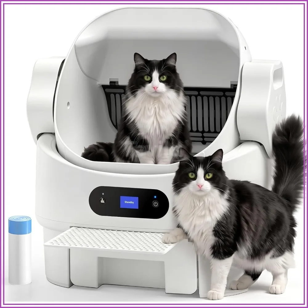 XL Open Top Automatic Cat Litter Box, Quiet Electronic Self Cleaning Robot