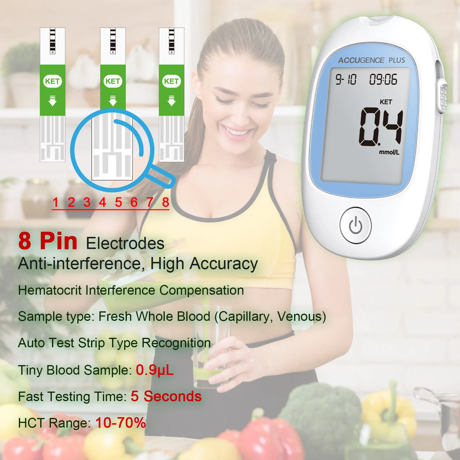 Multi-function Blood Ketone Meter Kit with Ketone Test Strips, Ketone Monitoring for Keto Diet, Ketosis, Fast & Accurate Results - Image 3
