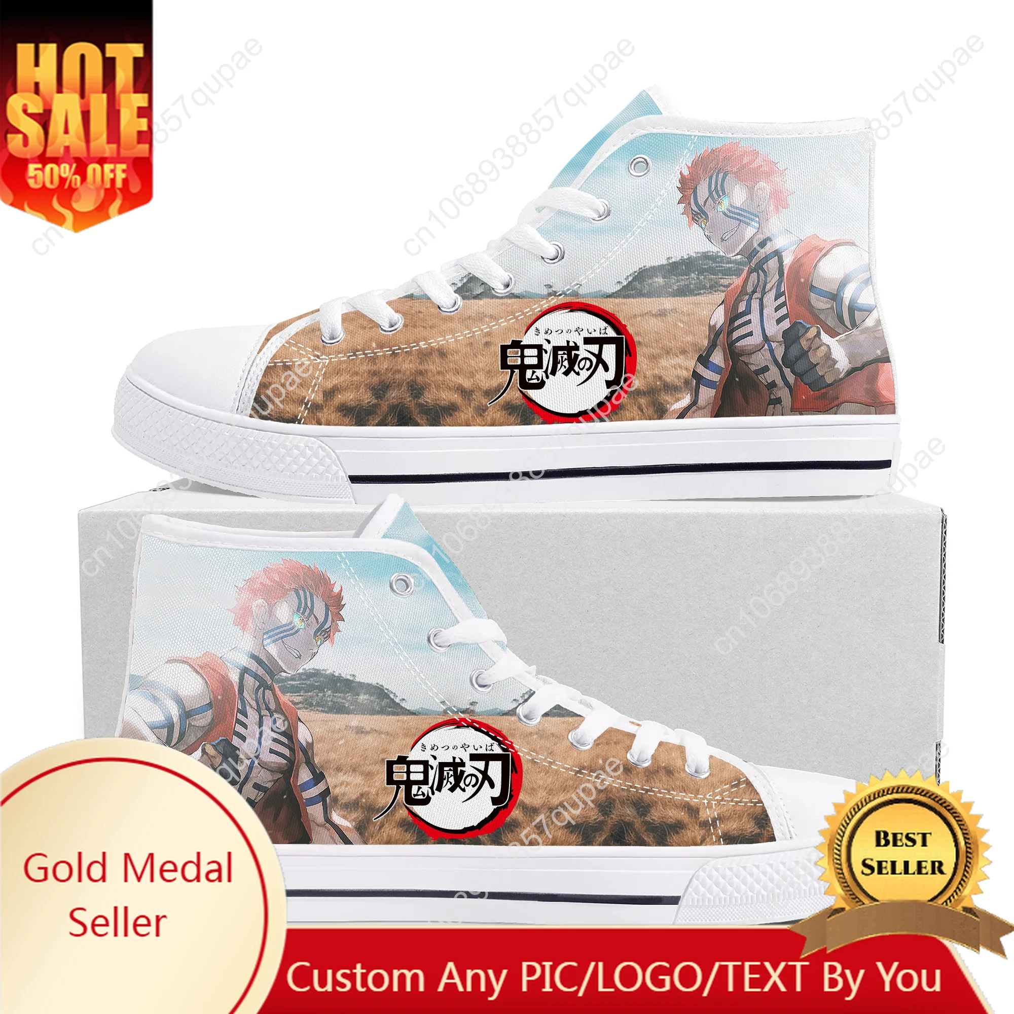 

Akaza Cartoon Anime High Top High Quality Sneakers Mens Womens Teenager Canvas Sneaker Custom Made Shoes Customize DIY Shoe