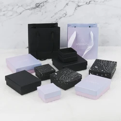 1PCS Multi Size Square Ribbon Jewelry Box With Ring Earring Necklace Bracelet Charm Jewelry Kraft Paper Gift Packaging Box Suppy