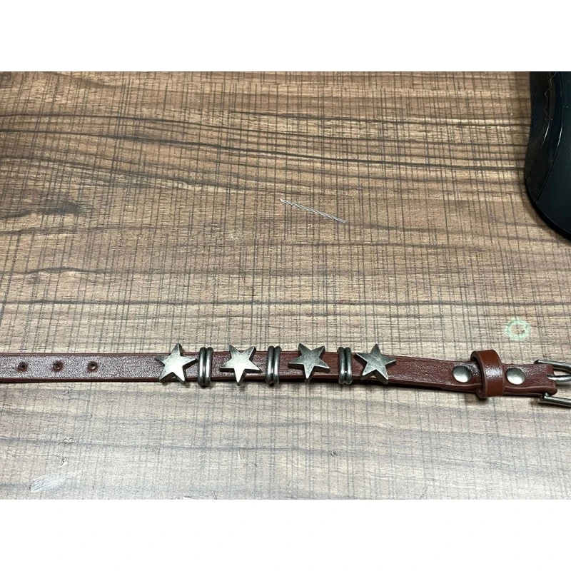 E0BF Goth Vintage Star Leather Alloy Bracelets For Women Men Gothic Retro Couple Bracelet Rock Party Jewelry Accessory-Decor image 5