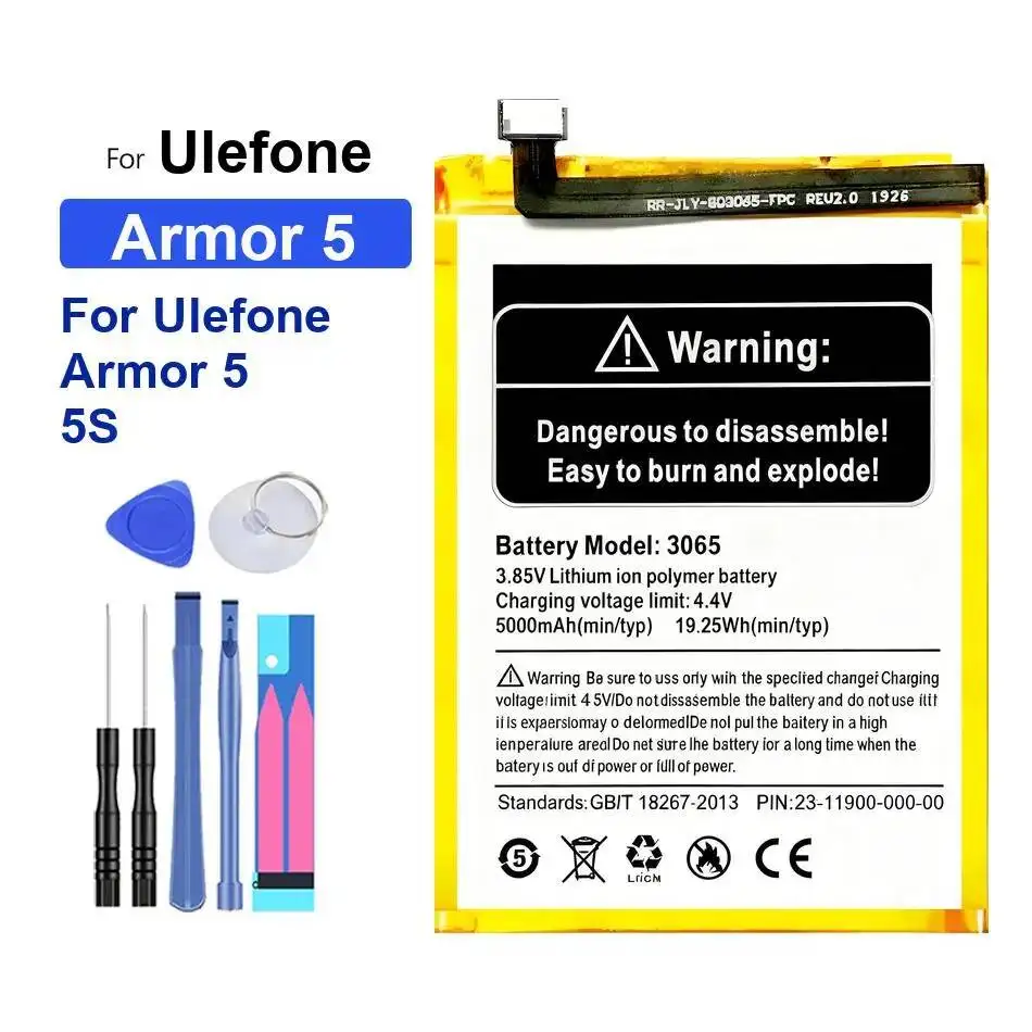 

For Ulefone Armor 5 5S 5000Mah Mobile Phone Battery Long Lasting Good Low-Temperature Performance