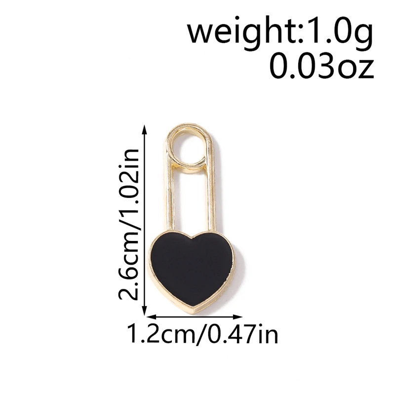 10 Stück 12x26mm Niedliche Emaille-Herzschloss-Anhänger für die Herstellung von Ohrhängern, Halsketten, Armbändern, DIY-Handarbeiten und Schmuckzubehör – Detail 1