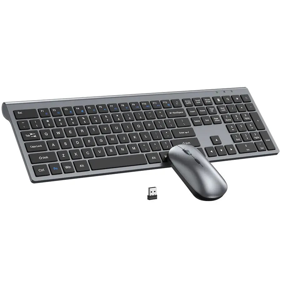 

Keyboard and Mouse Combo, Full Size Keyboard and Mouse, Long Battery Life, Optical Mouse, 2.4G LagFree Cordless Mice Keyboard Se