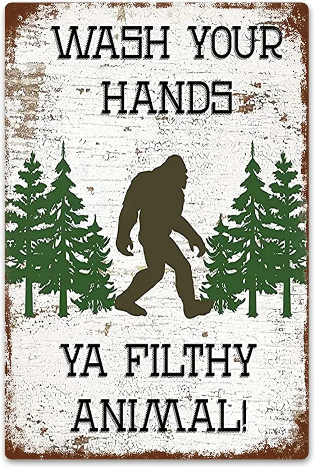 1p,Tin Signs Vintage Bigfoot Poster Tin Signs Wash Your Hands Bathroom Decor Room Decor Bar Garage Club Decor Wall Decor Metal S