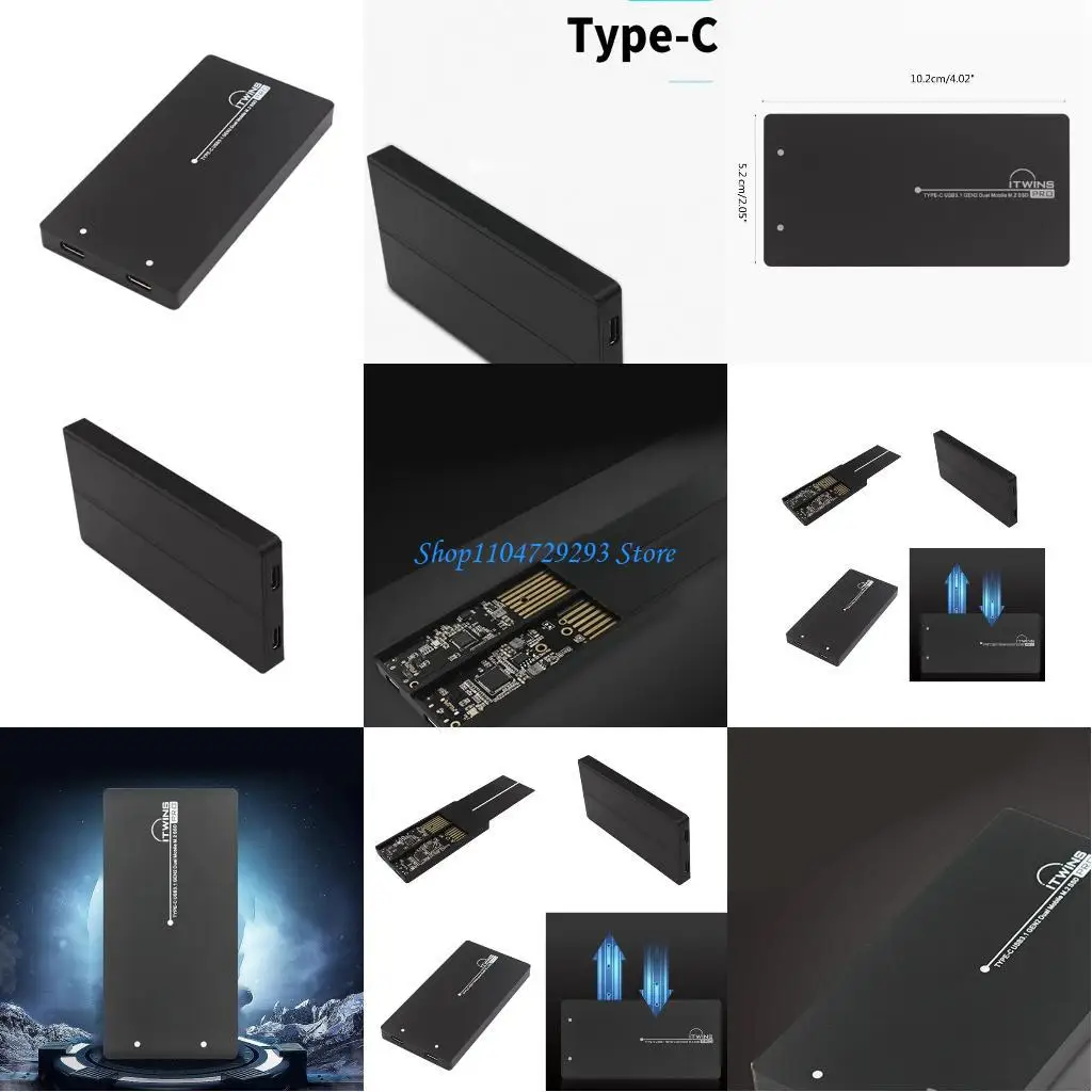 

Y2GD M.2 SSD Enclosure Box Two Slot Design USB3.1 Gen2 Aluminum Enclosure Excellent Heat Dissipation Highly Performances