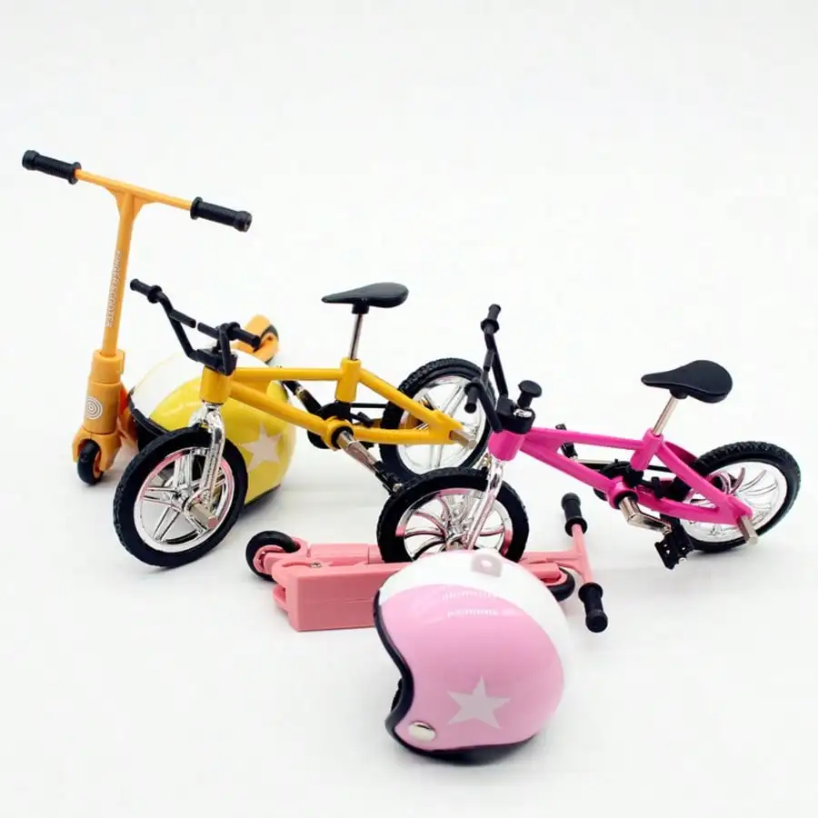 1:12 Miniature Bicycle Scooter Set Dollhouse Mini Bike Helmet Repair Tool DIY Diorama Accessories