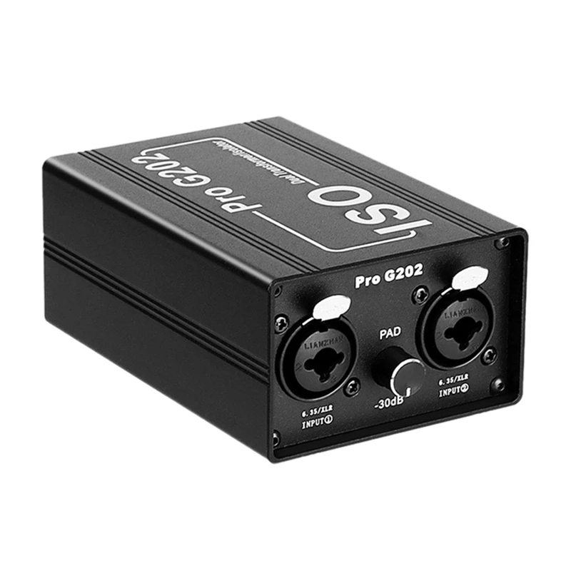 Pro G202 Audio Isolator Dual-Channel 6.5 XLR Audio Isolator Current Sound Noise Mixer Microphone Common Ground Filter