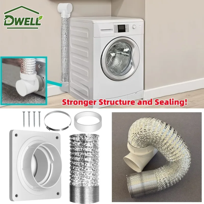 Dryer Vent Hose Kit Flexible Aluminum Exhaust Pipe with Connectors Coupling Adapter for Tumble Dryer Air Vent Replacement Home