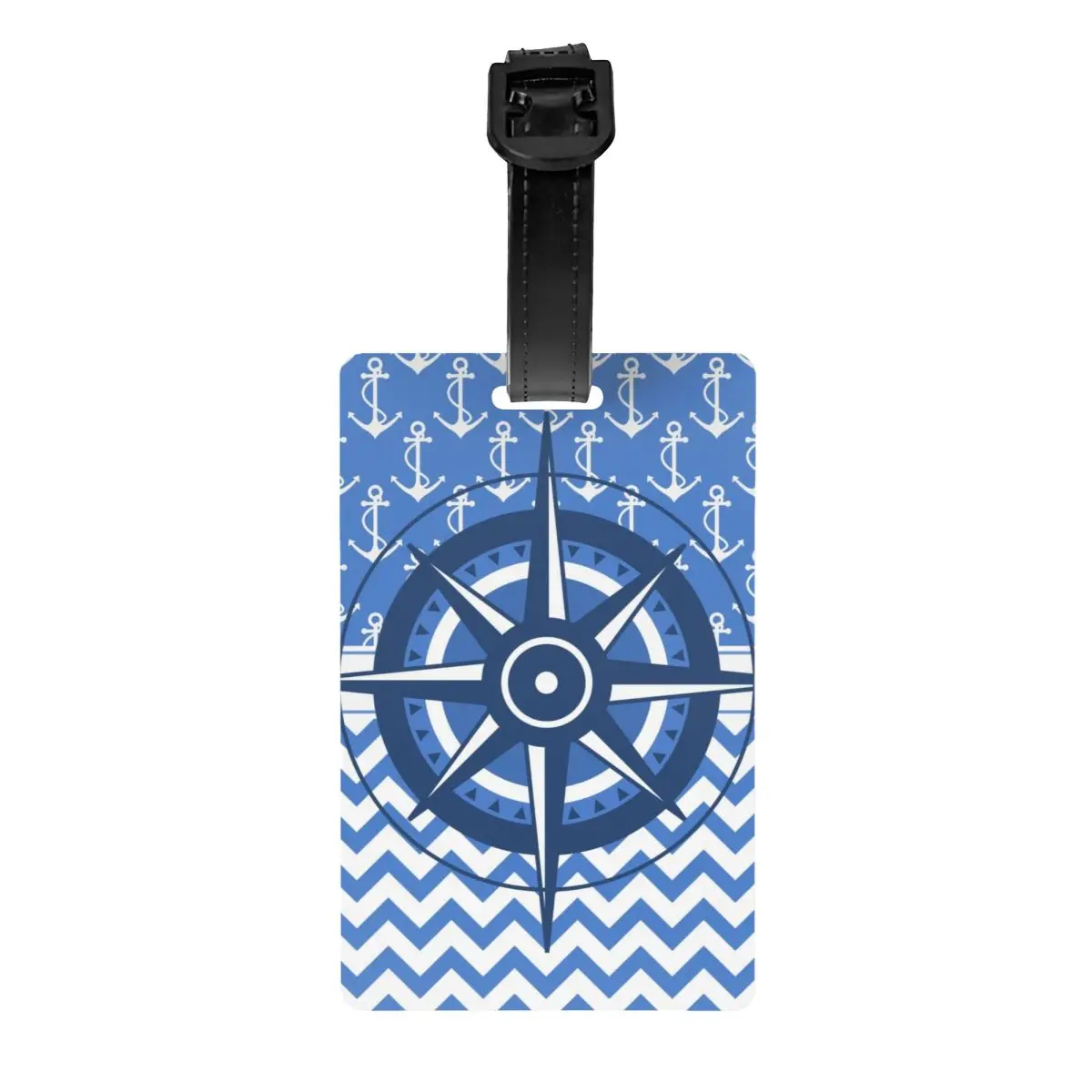 Custom Captain's Compass Luggage Tag Nautical Anchor Sailing Sailor Travel Bag Suitcase Privacy Cover ID Label