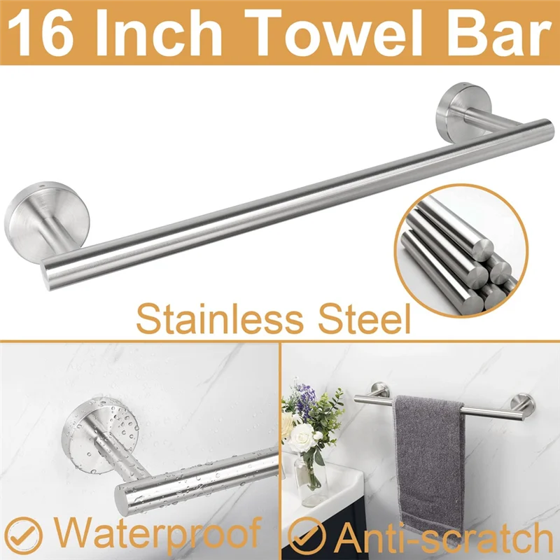 ABNO-Bathroom Hardware Set 5-Piece Toilet Tissue Rack And Towel Ring Set Bathroom Towel Bar Set