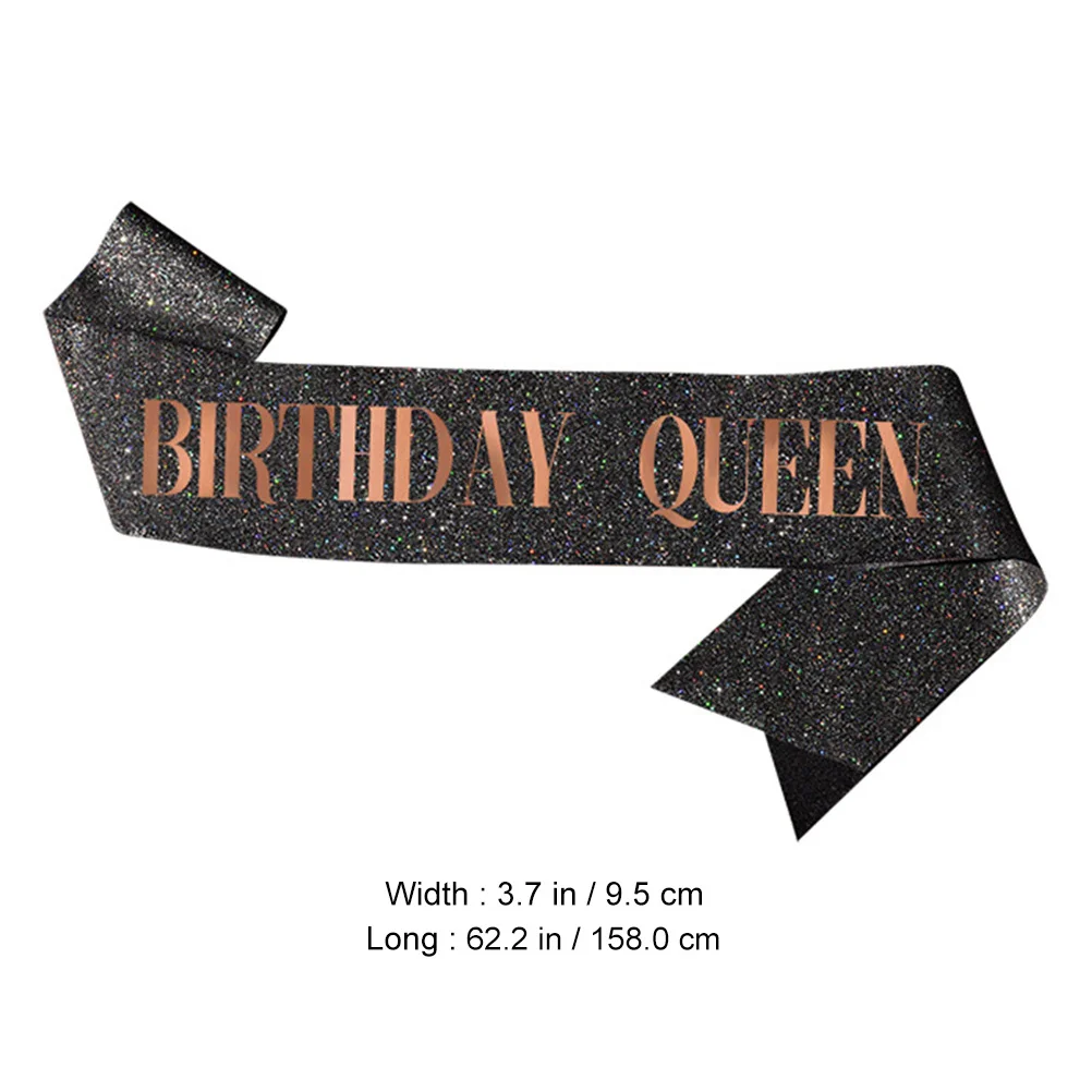 

Birthday Headband Set Crown Headbands Party Sash Decorative Belt Accessories Girls Wedding Premium Material Practical Use Charm