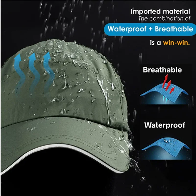قبعة بيسبول للحماية من الشمس للجري للجنسين مقاومة للماء وقابلة للتعديل لركوب الدراجات والتنس والمشي لمسافات طويلة قبعات العظام الرياضية