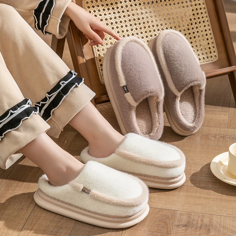 Casual Fluffy Slippers Women House Flats Fashion Popular Plush Winter Designer Shoes Girls Home Chic Elegant Platform Footwear