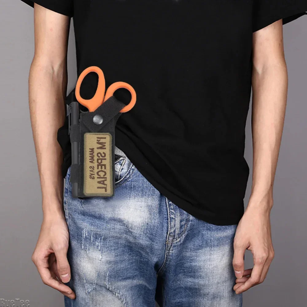 EDC MOLLE Scissors Waist Bag Multitool Flashlight Holder Waterproof Tactical Pouch for Hiking Hunting