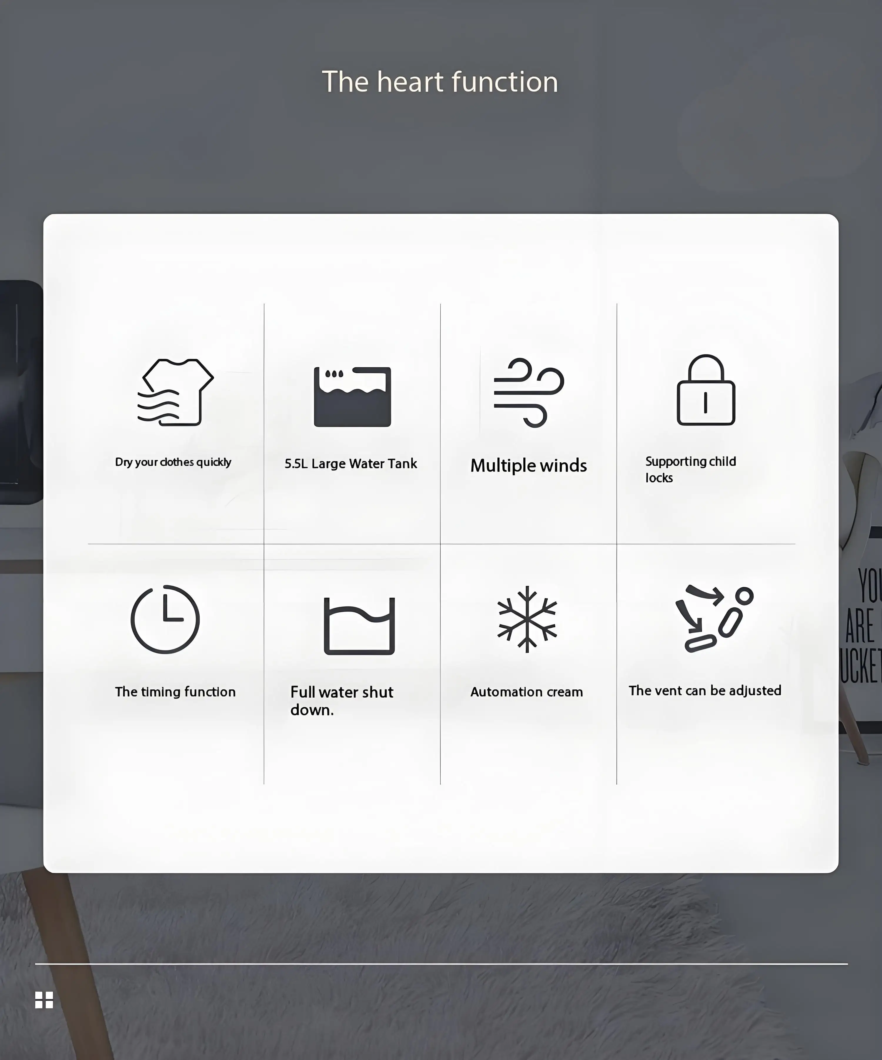 28L/D Mini Home Dehumidifier with Removable Water Tank Air Dehumidifier Smart Model