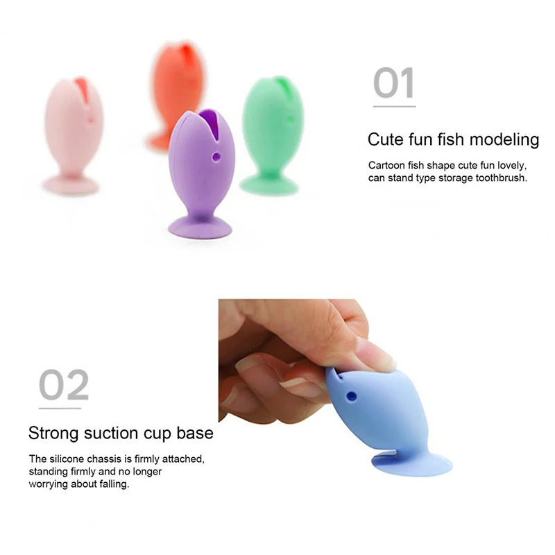 6pcs New Toothbrush Holder Mini Fish Soft Silicone Standing Toothbrush Storage Cap Rack Travel Portable Toothbrush Head Cover