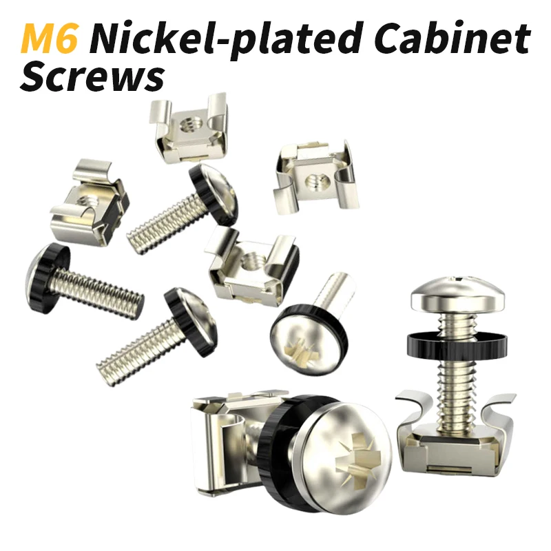 25pcs M6 Cable Rack Buckle for Network Cabinet Stainless Steel Square Clip Server Cabinet Shelf Rack Screw Distribution Frame