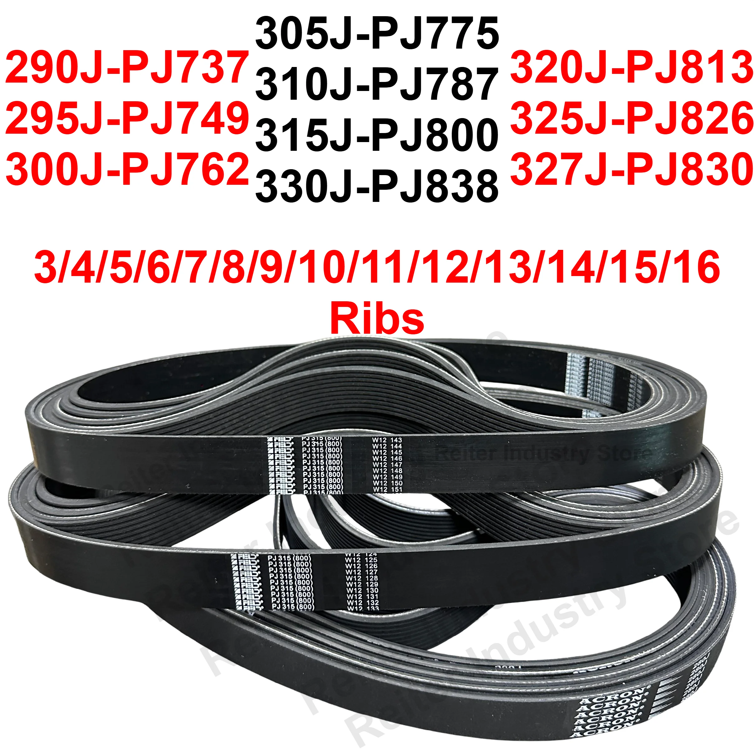 

290J rubber conveyor belt 295J 300J 305J 310J 315J 320J 325J 327J 300J belt drive belt treadmill machine 3/4/5/6/7/8/9/10 Ribs