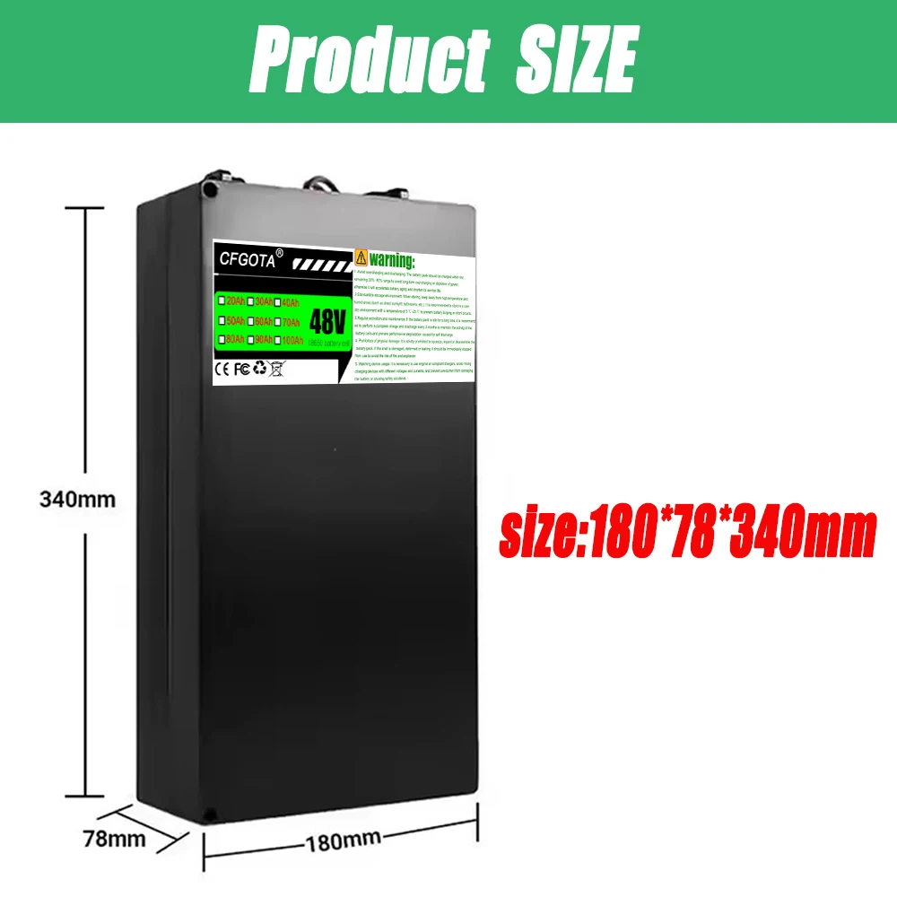공기 고속 운송, 48V100AH, 24시간 이내에 보내기, 18650 리튬 배터리, 리튬 배터리 팩, 3000W 미만 모터에 적합