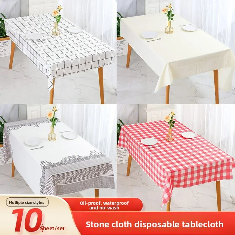 

Disposable Thiened Stone Tablecloth Waterproof Oilproof for Restaurant round Table Busin Use Xizhong Tablecloth
