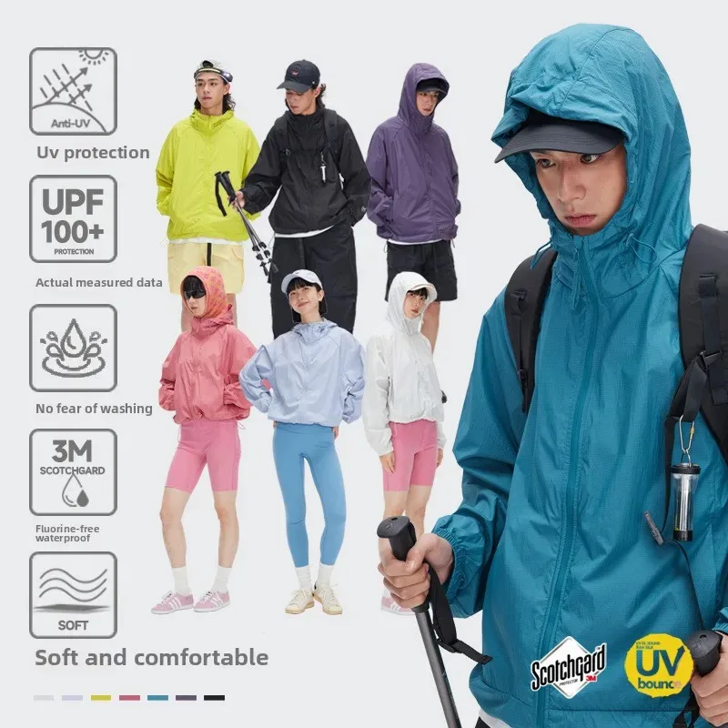 

HELLOMARCEL Outdoor Mountain UPF100 Sun Protect Clothing for Men Water Repellent Sun-Protective Clothing Breathable Skin Jacket