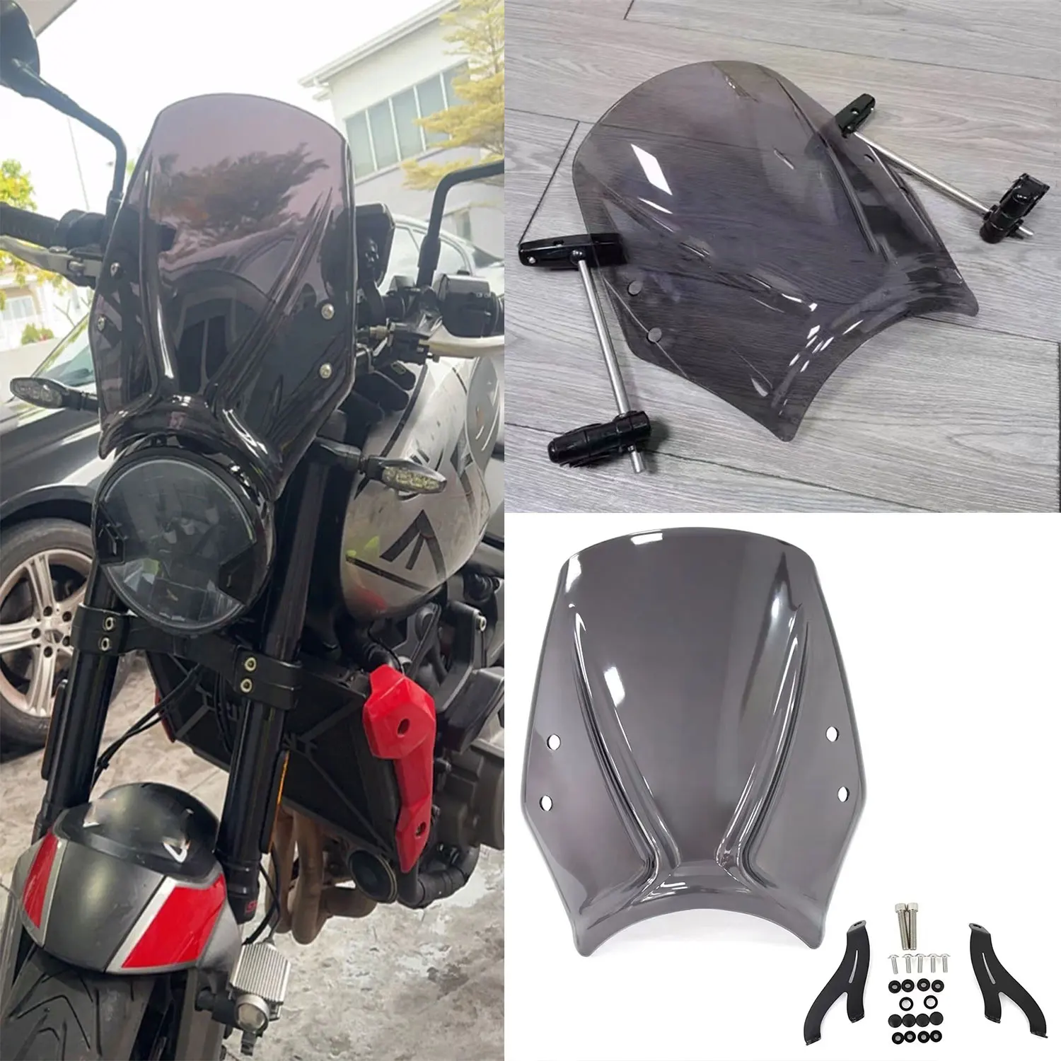 

Fit For Triumph Trident 660 2021 2022 2023 2024 Trident660 Motorcycle Windscreen Screen Wind Deflectors Double Bubble Windshield