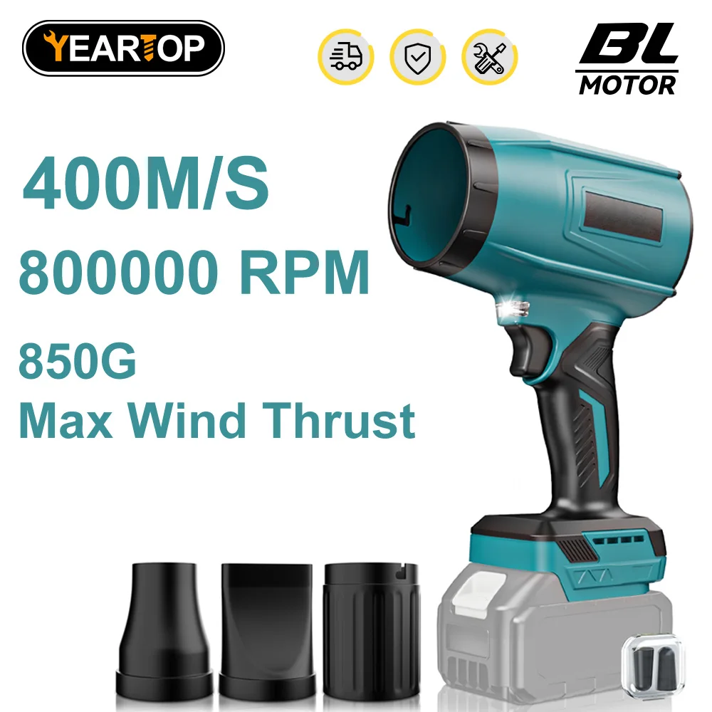    400M/S Bürstenloser Elektrischer Kabelloser Luftgebläse-Turbo-Ventilator, Staubbläser für Makita 18V Akku